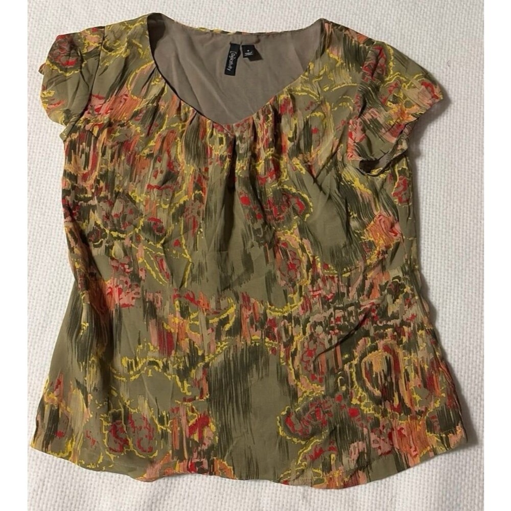 Relativity Women's Cap Sleeve Blouse, Size Small, Abstract Print